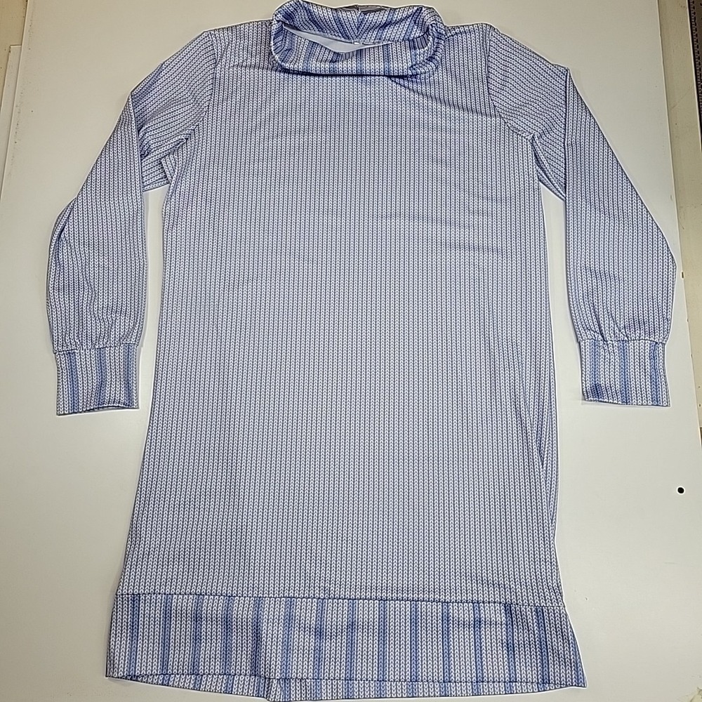 Women's 2XL Blue Turtleneck Tunic Dress Long Sleeve Textured Casual